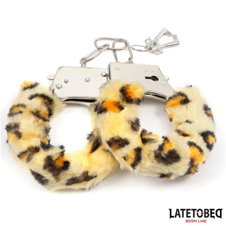 Esposas de Metal Furry con Pelo Animal Print Leopardo de Latetobed Bdsm Line
