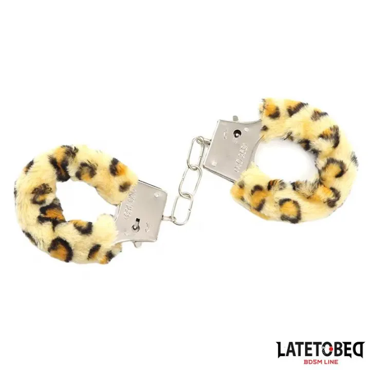 Esposas de Metal Furry con Pelo Animal Print Leopardo de Latetobed Bdsm Line