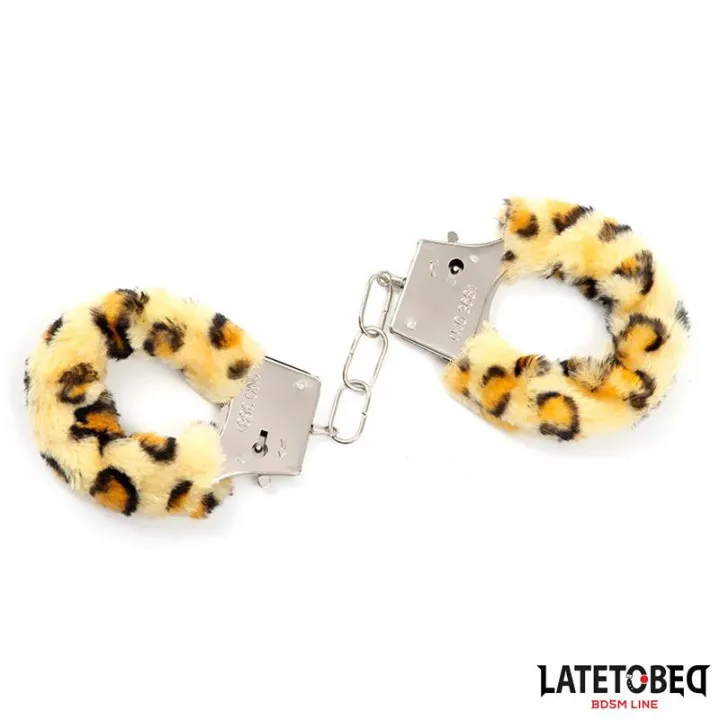 Esposas de Metal Furry con Pelo Animal Print Leopardo de Latetobed Bdsm Line