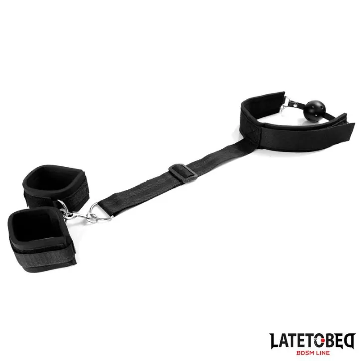Mordaza y Esposas en Restricciones de Latetobed Bdsm Line