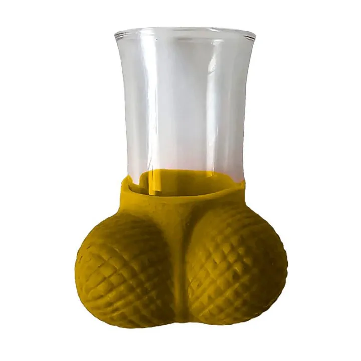 Chupito de Cristal con Testiculos Dorado de Diverty Sex