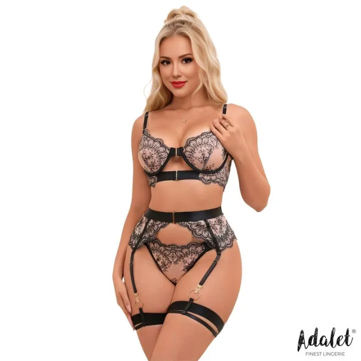 Ximena Set de 4 Piezas con Liguero de Adalet Lingerie