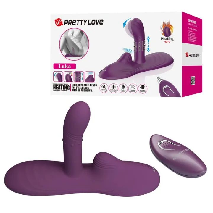 Luka Asiento con Vibrador con Finger, Efecto Calor y Bolas Rotadoras de Prettylove