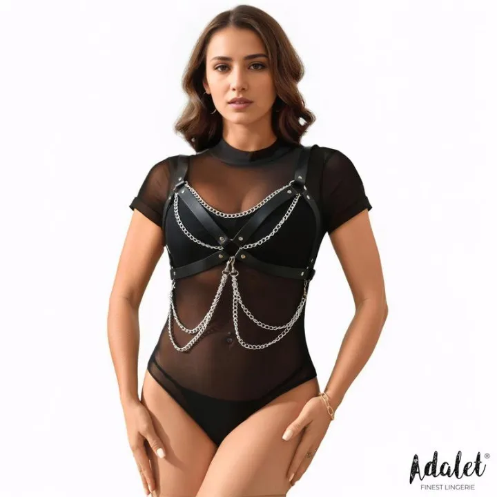 Noelle Arnés para Pecho Cuero Vegano con Cadenas Talla Única de Adalet Lingerie