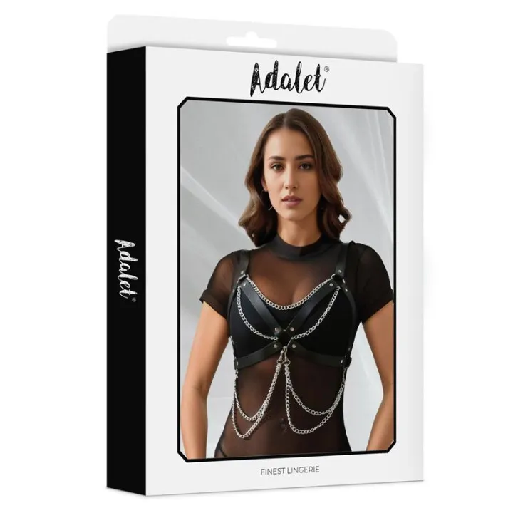 Noelle Arnés para Pecho Cuero Vegano con Cadenas Talla Única de Adalet Lingerie