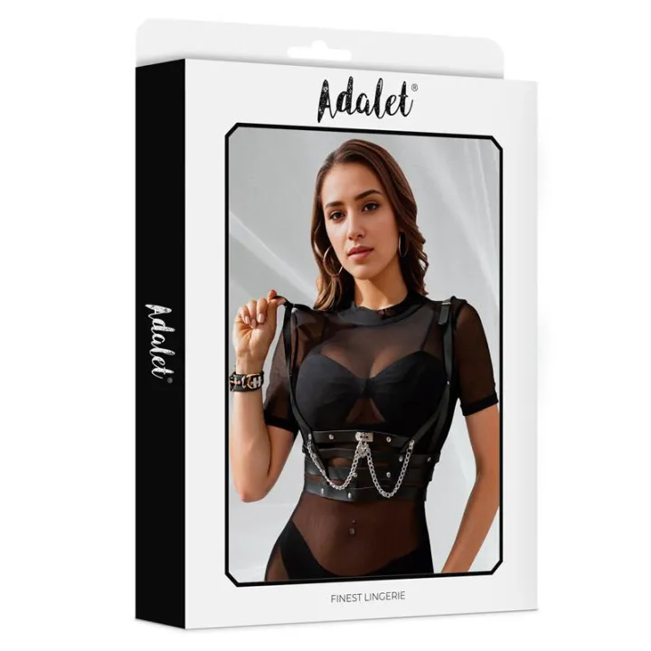 Thalia Arnés de Pecho con Cadena Cuero Vegano Talla Única de Adalet Lingerie