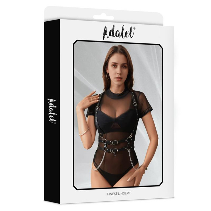 Brenda Arnés para Pecho Cuero Vegano con Cadenas Talla Única de Adalet Lingerie | VibraZon