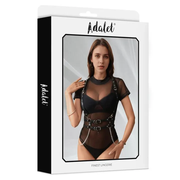 Brenda Arnés para Pecho Cuero Vegano con Cadenas Talla Única de Adalet Lingerie