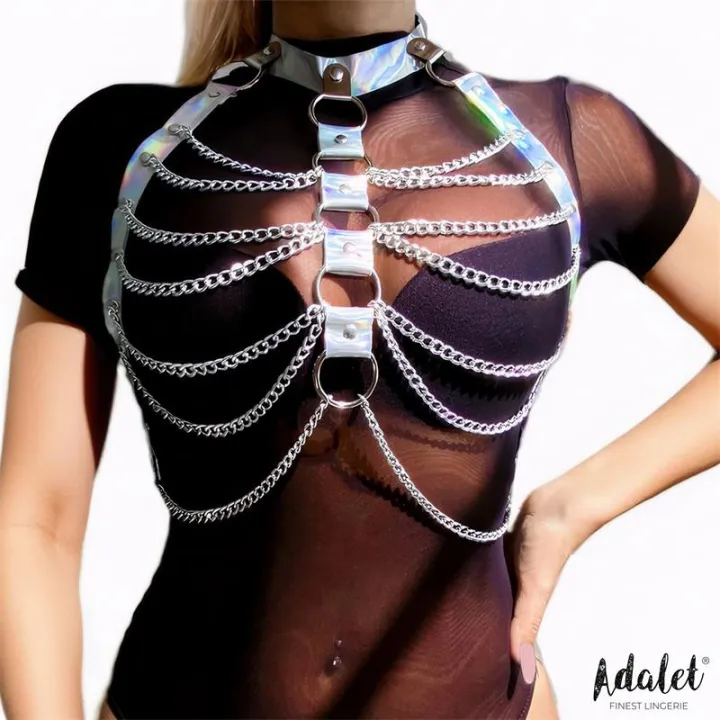 Bianca Arnés Cuero Vegano con Cadenas Talla Única de Adalet Lingerie