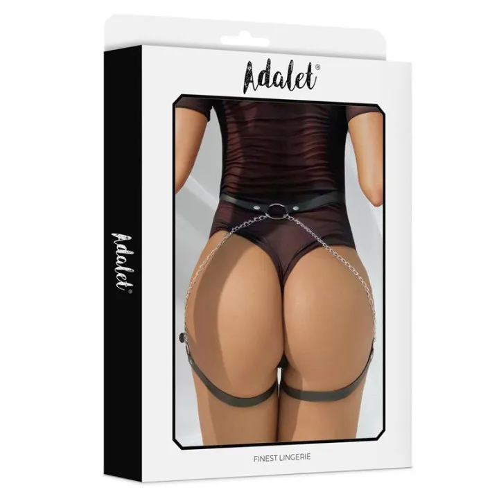 Oriana Cinturón Cuero Vegano con Cadenas Tall Única de Adalet Lingerie