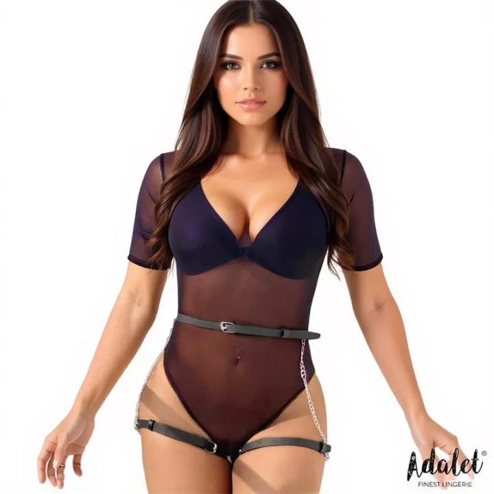 Oriana Cinturón Cuero Vegano con Cadenas Tall Única de Adalet Lingerie