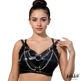 Karina Top Cuero Vegano con Cadenas Talla Única de Adalet Lingerie
