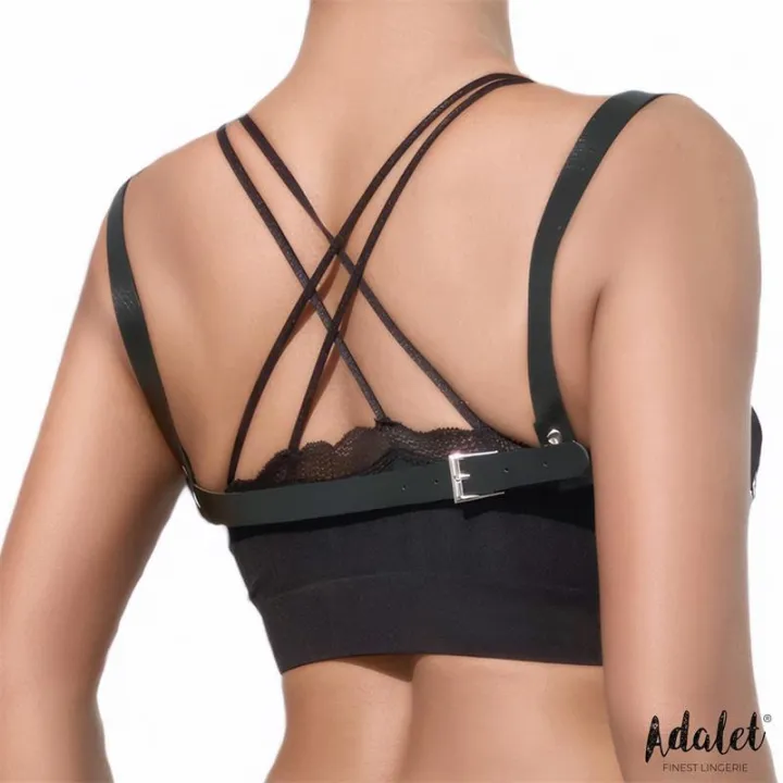 Karina Top Cuero Vegano con Cadenas Talla Única de Adalet Lingerie