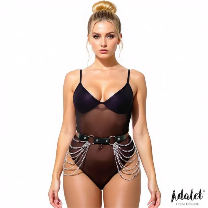 Nadine Cinturón Cuero Vegano con Cadenas Tall Única de Adalet Lingerie