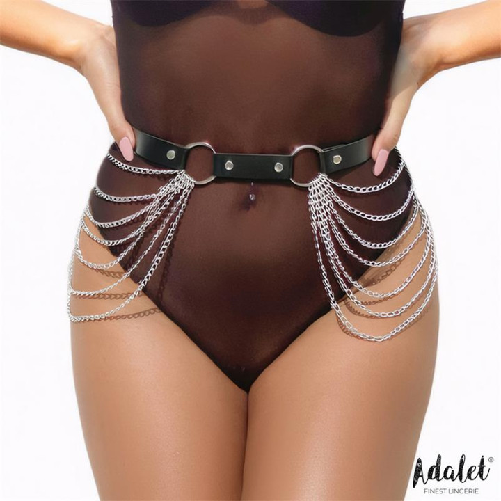Nadine Cinturón Cuero Vegano con Cadenas Tall Única de Adalet Lingerie | VibraZon