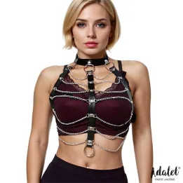 Hilda Arnés de Pecho con Cadenas Cuero Vegano Talla Única de Adalet Lingerie