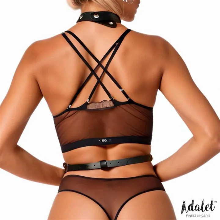 Hilda Arnés de Pecho con Cadenas Cuero Vegano Talla Única de Adalet Lingerie