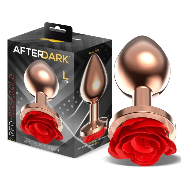 Rose Plug Anal Oro Rosa Base de Rosa Roja Talla L de Afterdark