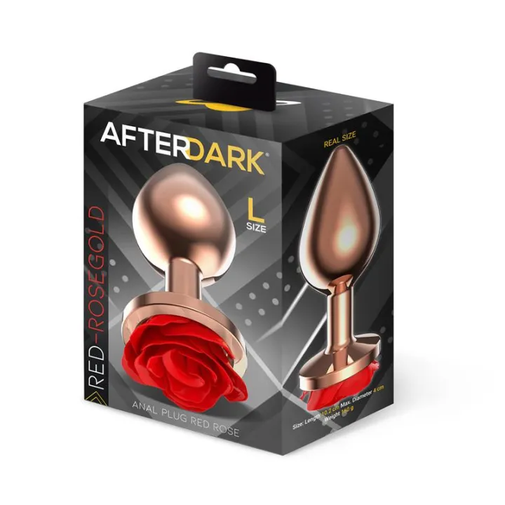 Rose Plug Anal Oro Rosa Base de Rosa Roja Talla L de Afterdark