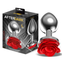 Plug Anal de Metal con Rosa Roja en la Base Talla L de Afterdark | VibraZon