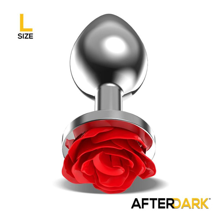 Plug Anal de Metal con Rosa Roja en la Base Talla L de Afterdark | VibraZon
