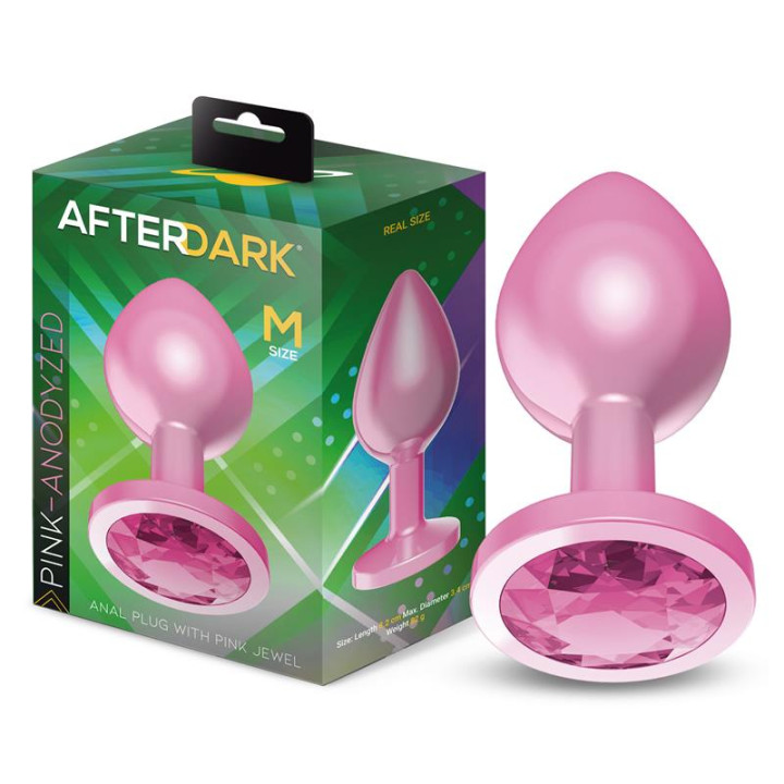Plug Anal Anodizado Rosa con Joya Talla M de Afterdark | VibraZon