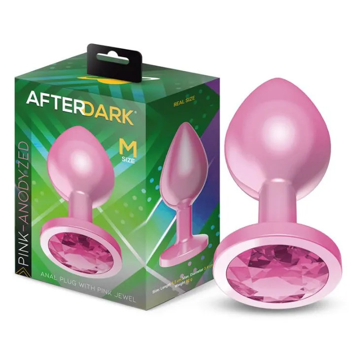 Plug Anal Anodizado Rosa con Joya Talla M de Afterdark