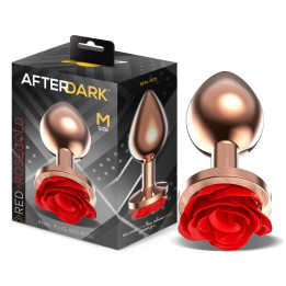 Rose Plug Anal Oro Rosa con Rosa Roja en la Base Talla M de Afterdark | VibraZon