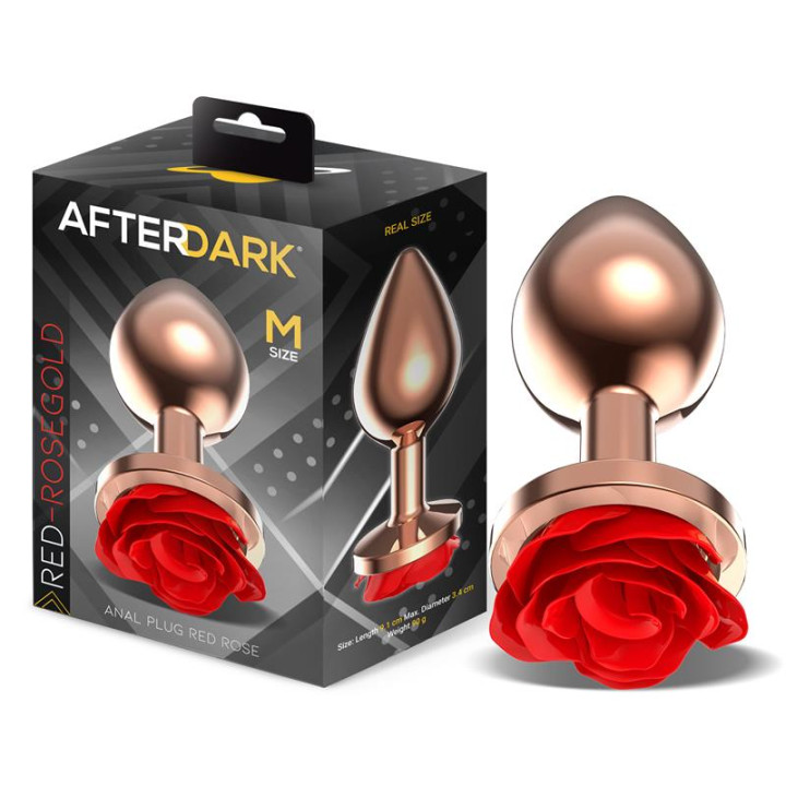Rose Plug Anal Oro Rosa con Rosa Roja en la Base Talla M de Afterdark | VibraZon