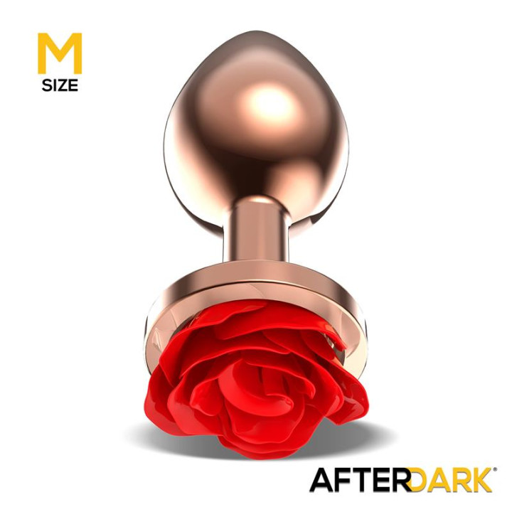 Rose Plug Anal Oro Rosa con Rosa Roja en la Base Talla M de Afterdark | VibraZon
