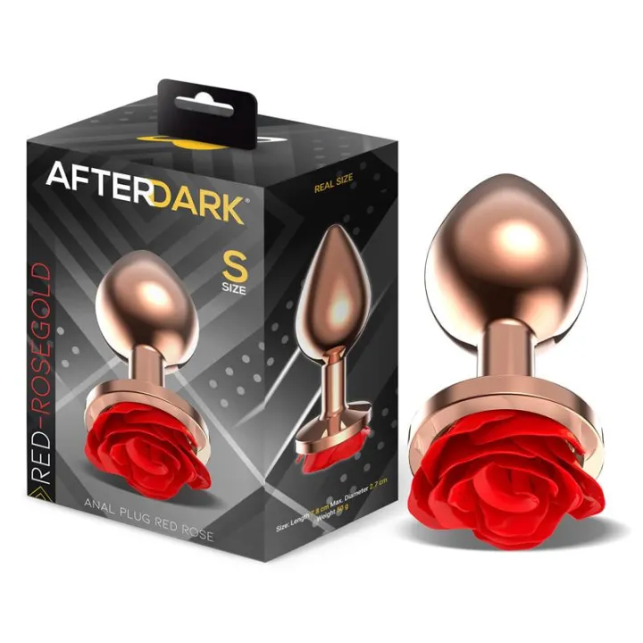 Rose Plug Anal Oro Rosa Rosa Roja en la Base Talla S de Afterdark