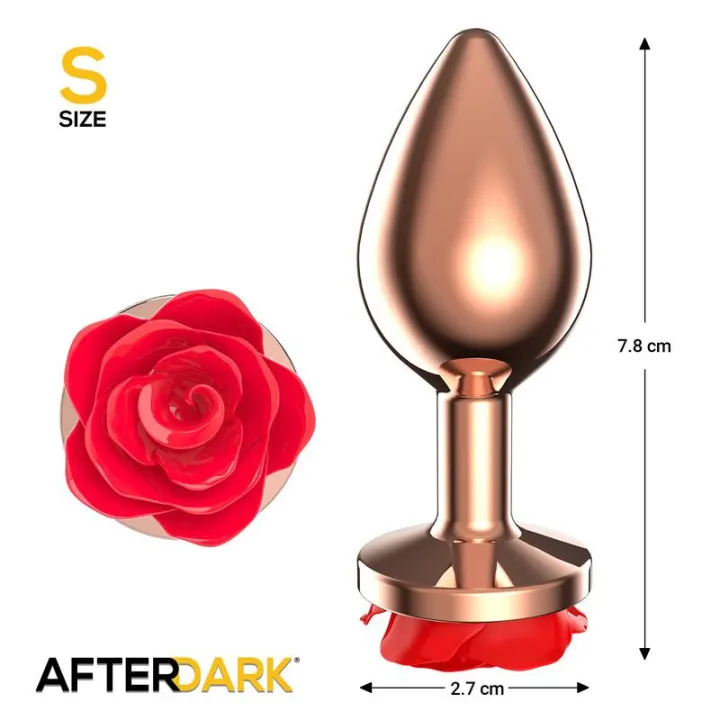 Rose Plug Anal Oro Rosa Rosa Roja en la Base Talla S de Afterdark