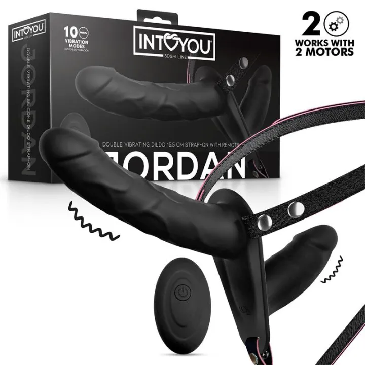 Jordan Arnés Dildo Doble con Vibración y Control Remoto de Intoyou Bdsm Line