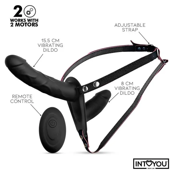 Jordan Arnés Dildo Doble con Vibración y Control Remoto de Intoyou Bdsm Line