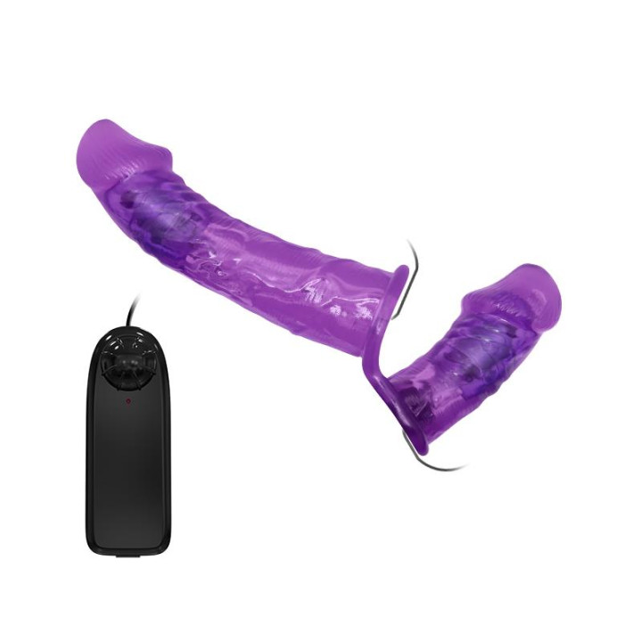 Arnés con Dildo Doble y Vibración Púrpura de Baile | VibraZon