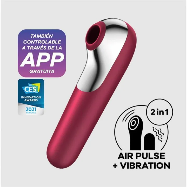 Dual Love Vibrador y Succionador de Aire Pulsado Rojo de Satisfyer