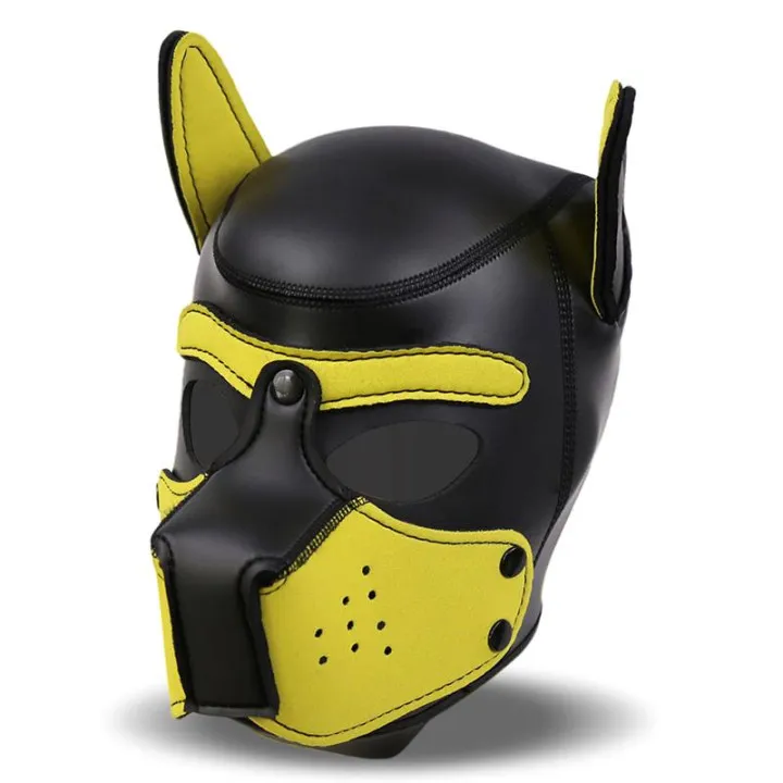 Hound Máscara de Perro Neopreno Hocico Extraíble Negro/Amarillo Talla Única de Intoyou Bdsm Line