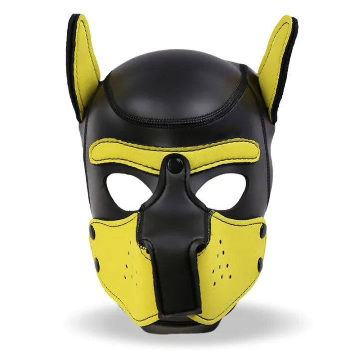 Hound Máscara de Perro Neopreno Hocico Extraíble Negro/Amarillo Talla Única de Intoyou Bdsm Line