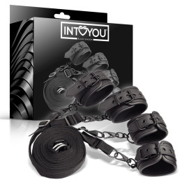 Set de Restricciones para la Cama Cuero Vegano de Intoyou Black Shadow | VibraZon