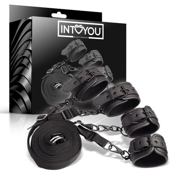 Set de Restricciones para la Cama Cuero Vegano de Intoyou Black Shadow