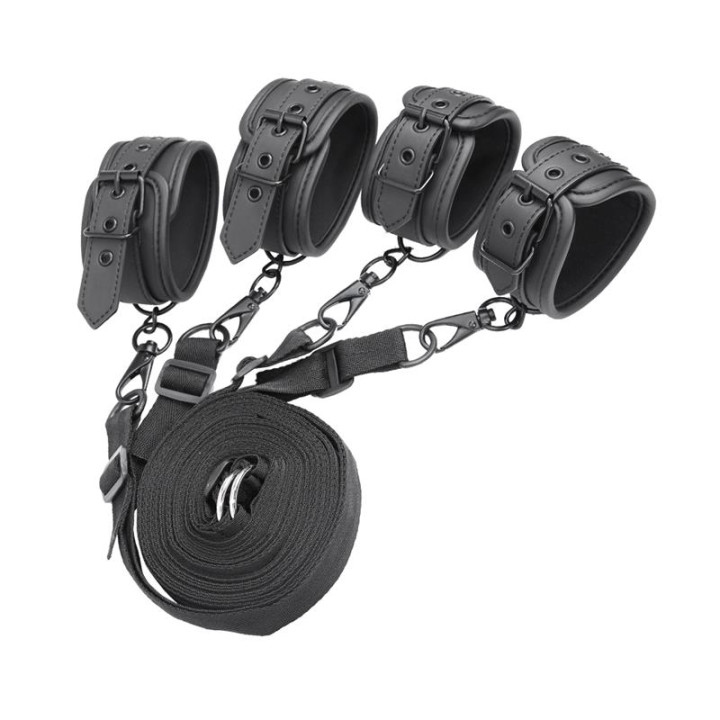 Set de Restricciones para la Cama Cuero Vegano de Intoyou Black Shadow | VibraZon