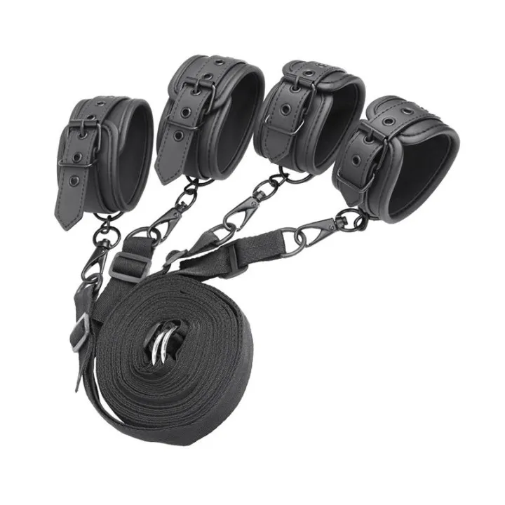 Set de Restricciones para la Cama Cuero Vegano de Intoyou Black Shadow