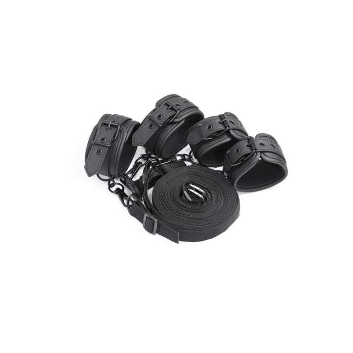 Set de Restricciones para la Cama Cuero Vegano de Intoyou Black Shadow | VibraZon
