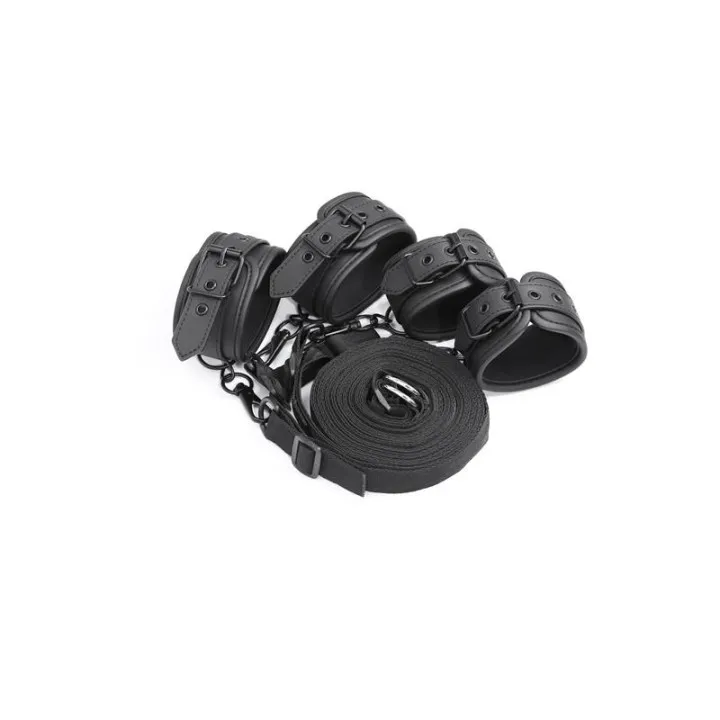 Set de Restricciones para la Cama Cuero Vegano de Intoyou Black Shadow