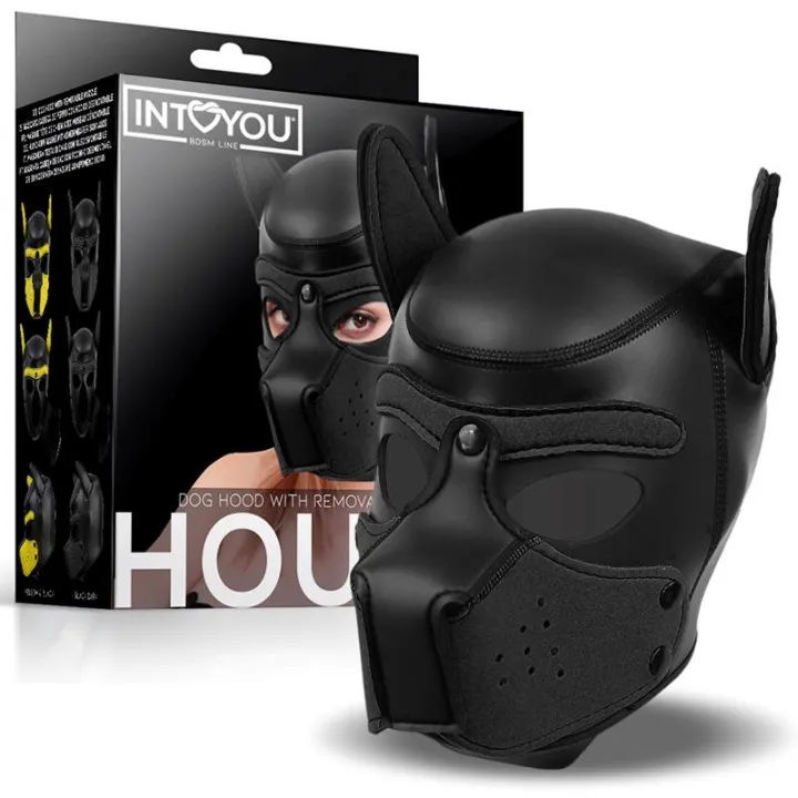 Hound Máscara de Perro Neopreno Hocico Extraíble Negro Talla Única de Intoyou Bdsm Line