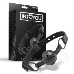 Mordaza Ajustable de Bola Traspirable Cuero Vegano de Intoyou Black Shadow | VibraZon