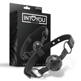 Mordaza Ajustable de Bola Traspirable Cuero Vegano de Intoyou Black Shadow