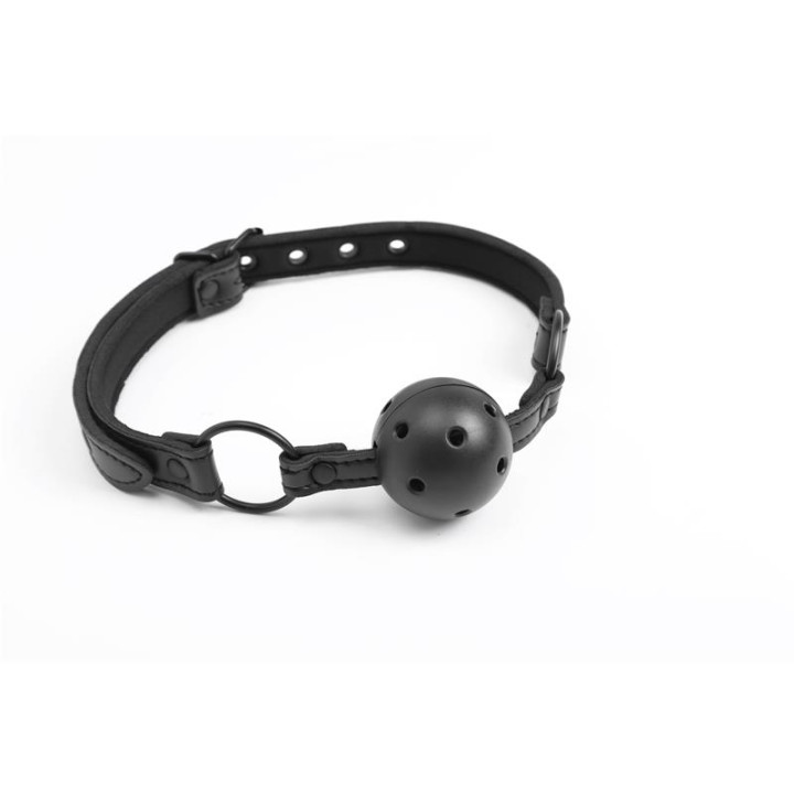 Mordaza Ajustable de Bola Traspirable Cuero Vegano de Intoyou Black Shadow | VibraZon