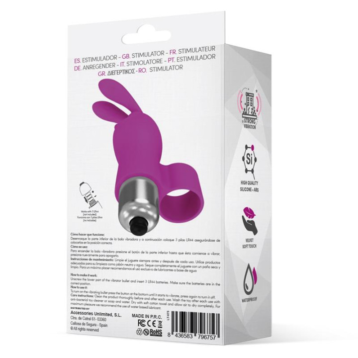 Fingyhop Bala Vibradora con Conejito Silicona Púrpura de Latetobed | VibraZon