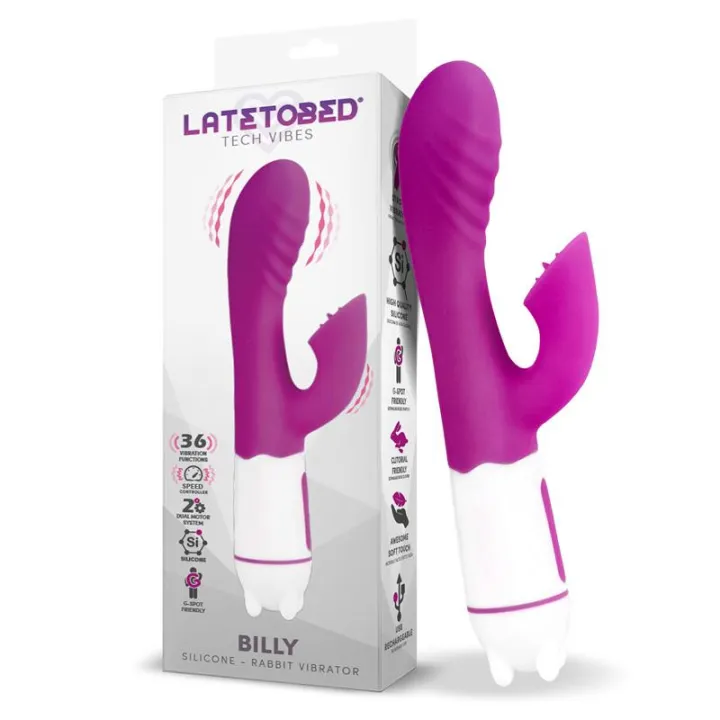 Billy Vibrador USB 36 Funciones Silicona Púrpura de Latetobed